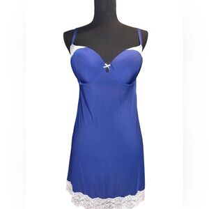 VICTORIA’S SECRET Blue Lace Trim Chemise
